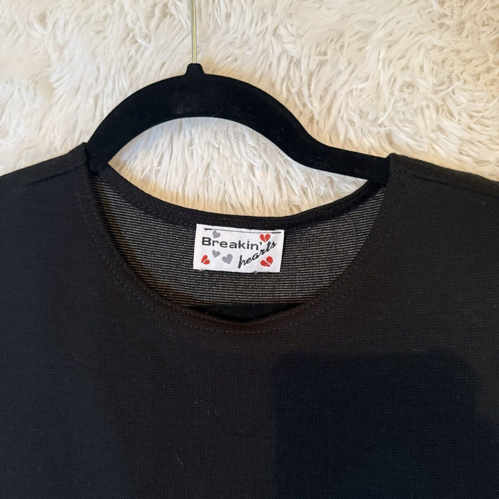 Breaking Hearts Vintage Womens Dress Size Medium Mesh CutOut Black Acrylic Lycra - Picture 4 of 9